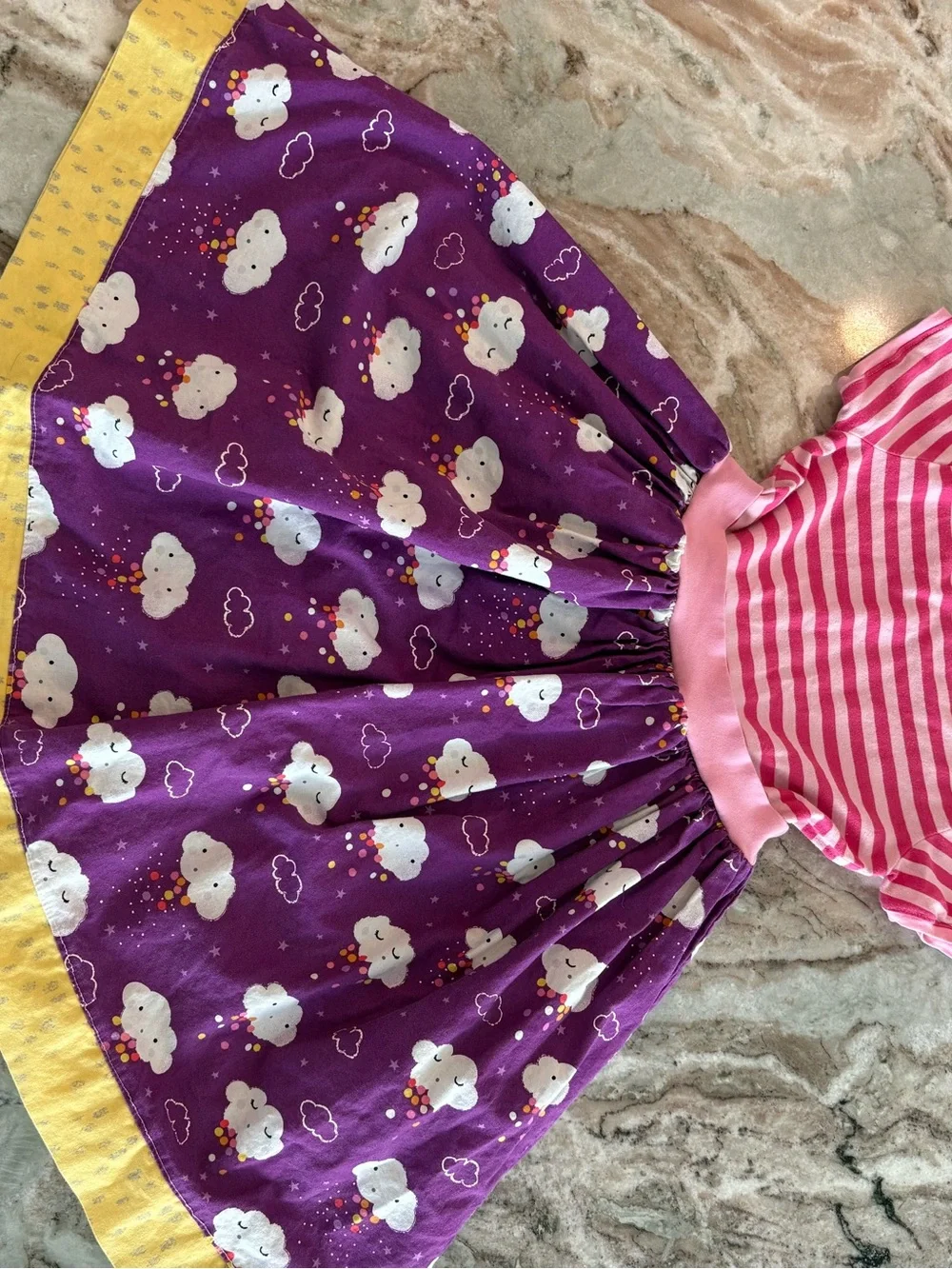 K Pea Original Dress Girls Handmade Pink Purple Summer Dress Clouds Short Sleeve